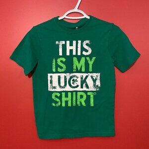 ⭐4 FOR $20⭐ Boy's Lucky Shirt Green T-shirt - Size L (10-12)